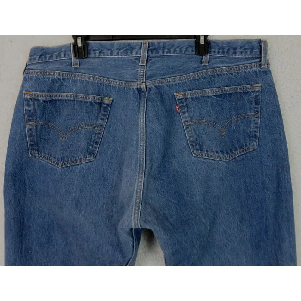 Vintage LEVIS Jeans 501 Denim 90s Size‎ 42x26 USA Made Button Fly Blue